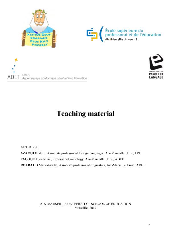 Educational Support Material by the University of Aix-Marseille Education Material France- EN