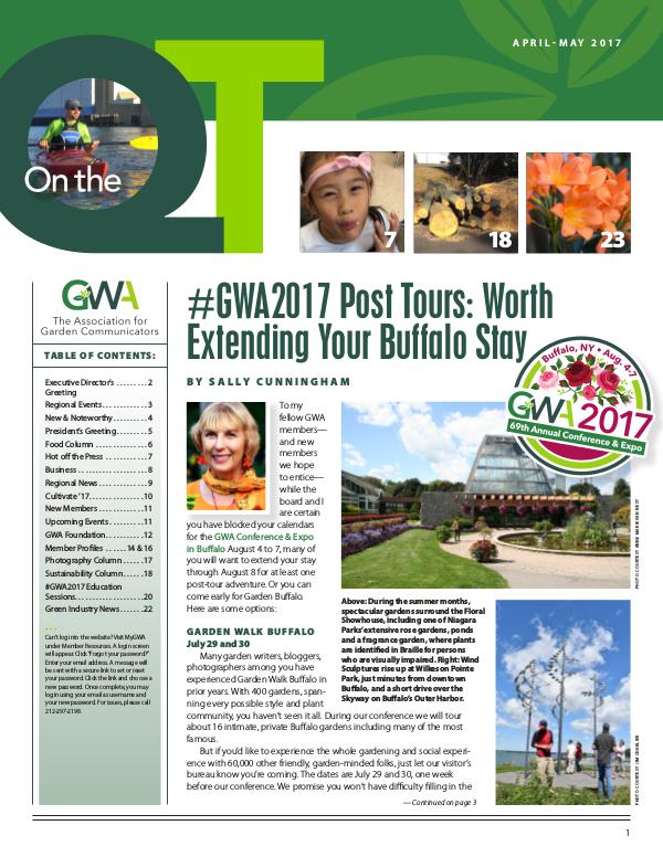On the QT | The Official Newsletter of GWA April - May 2017