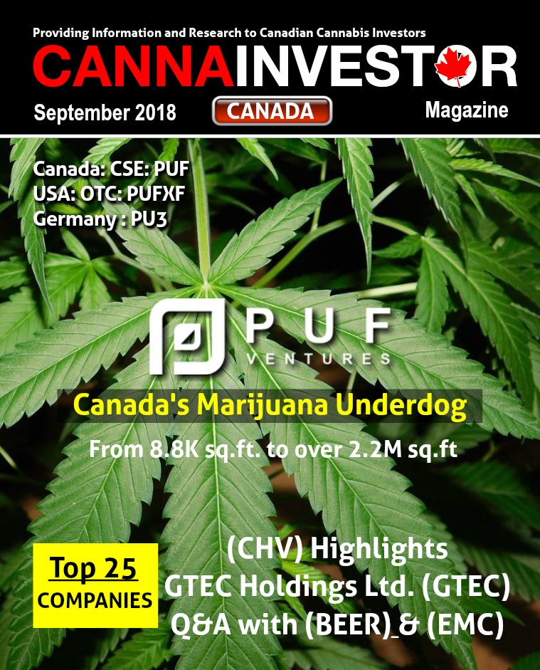 Canadian CANNAINVESTOR Magazine September 2018