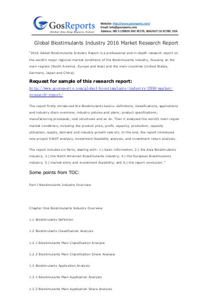 Global Biostimulants Industry 2016 Market Research Report Global Biostimulants Industry 2016 Market Research
