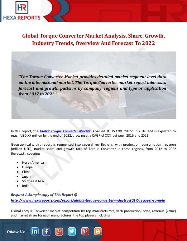 Global Torque Converter Industry 2017 Market Research Report Hexa Reports