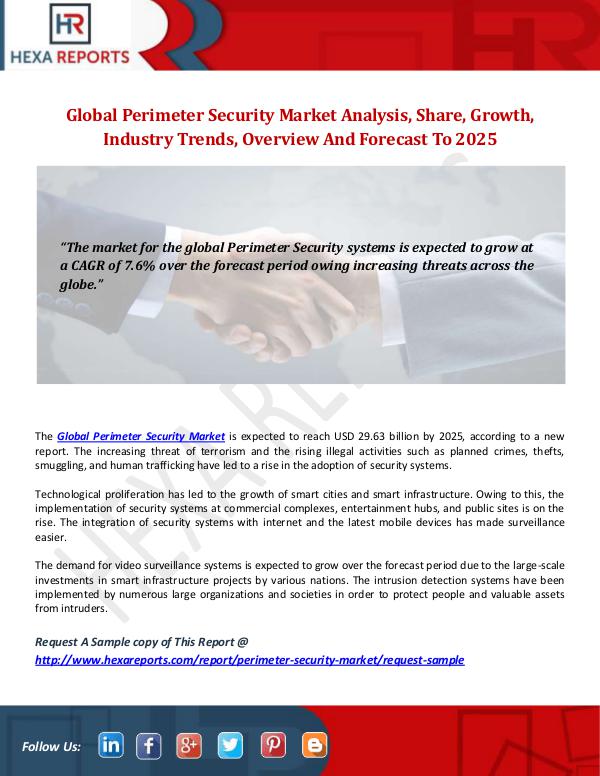 Perimeter Security Market Analysis And Segment Forecasts, 2014-2025 Hexa Reports