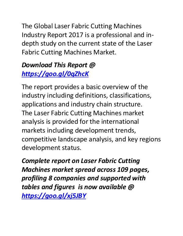 Laser Fabric Cutting Machines Market Key Manufacturers Growth Report Laser Fabric Cutting Machines Industry