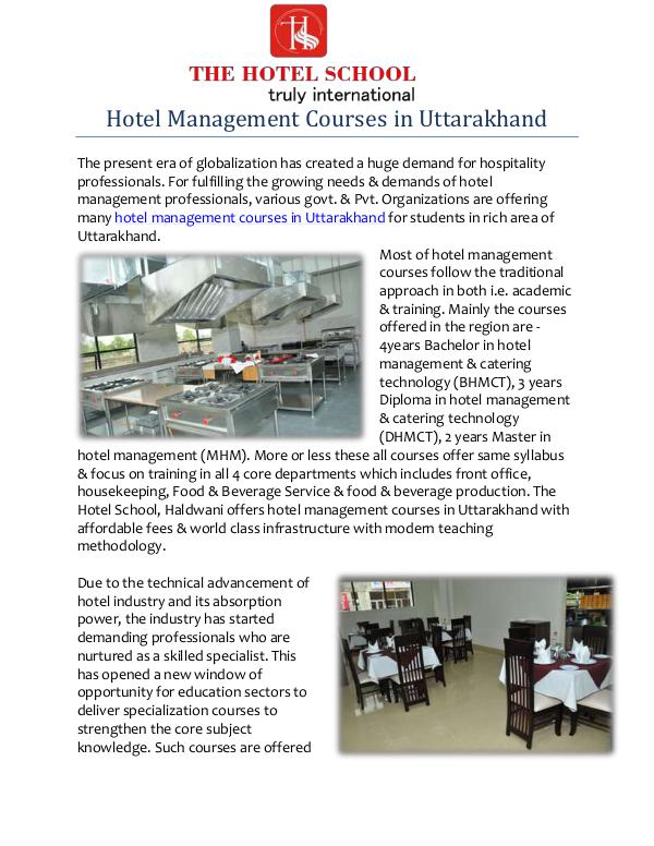 Hotel Management Course in Uttarakhand Hotel Management Course in Uttarakhand