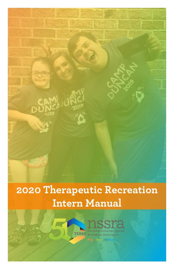 Therapeutic Recreation Intern Manual 2020 Therapeutic Recreation Intern Manual
