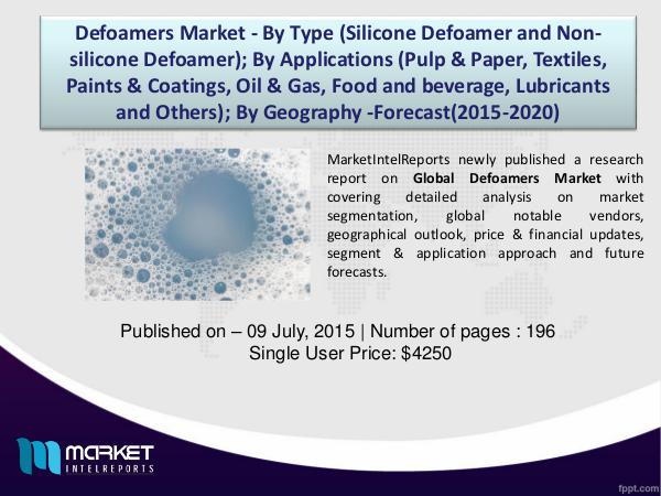 Defoamers Market Set to Grow 3.35 Billion USD By 2020 1