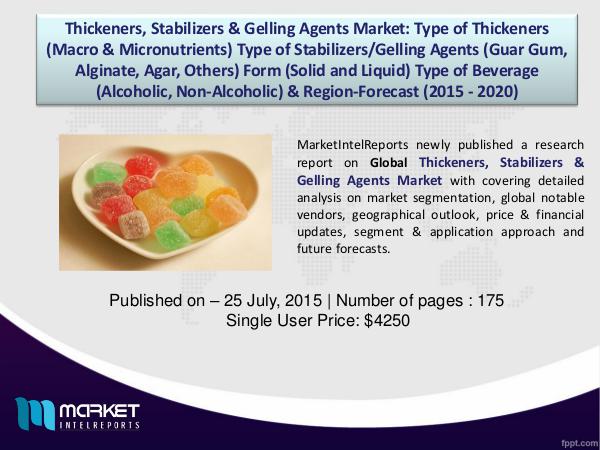 Global Thickeners, Stabilizers & Gelling Agents Market Analysis, 2015 1