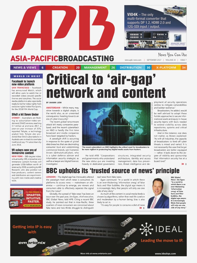 Asia-Pacific Broadcasting (APB) September 2017 Volume 34, Issue 7