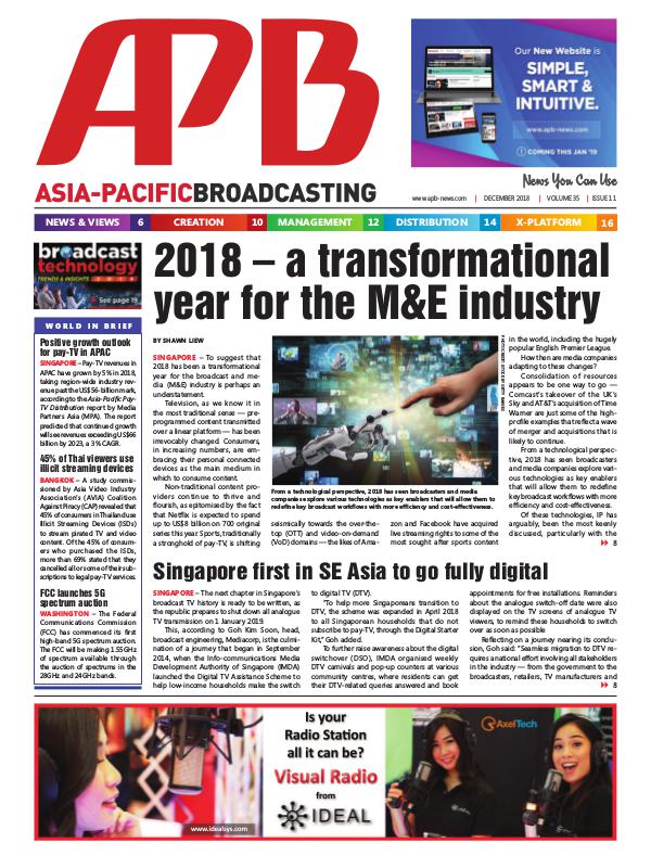 Asia-Pacific Broadcasting (APB) December 2018 Volume 35, Issue 11