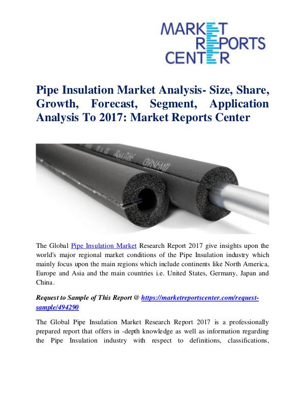 Market Research Reports Pipe Insulation Market