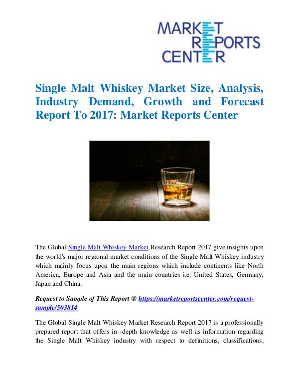 Market Research Reports Single Malt Whiskey Market