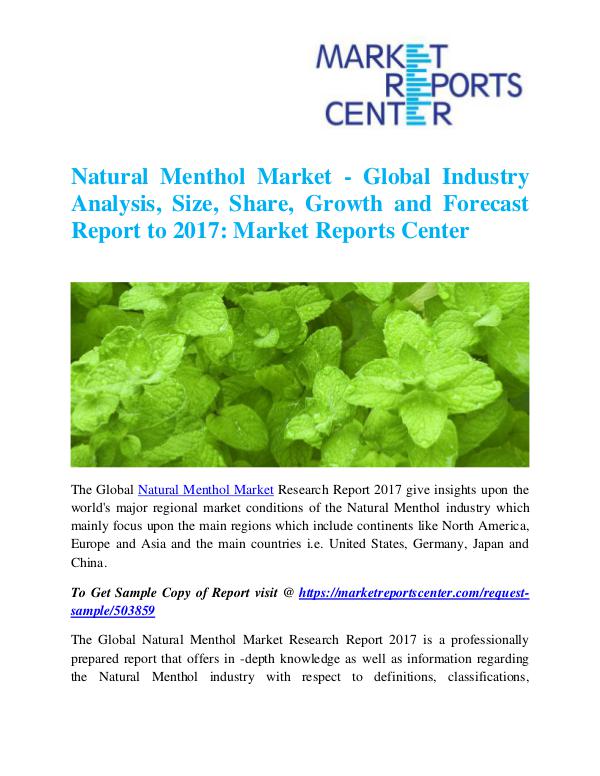 Market Research Reports Natural Menthol Market