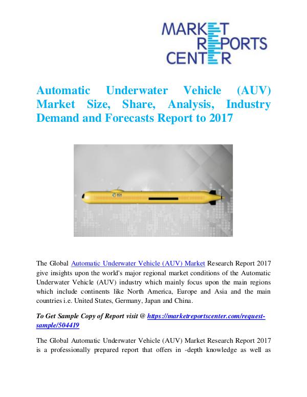 Market Research Reports Automatic Underwater Vehicle (AUV) Market
