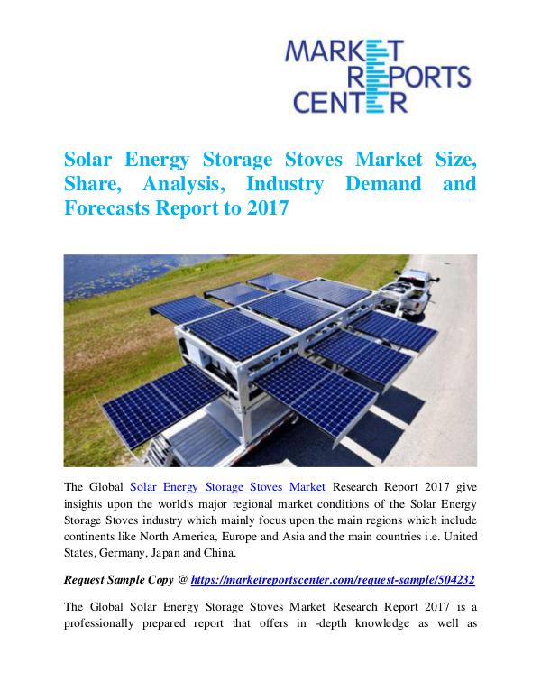 Market Research Reports Solar Energy Storage Stoves Market