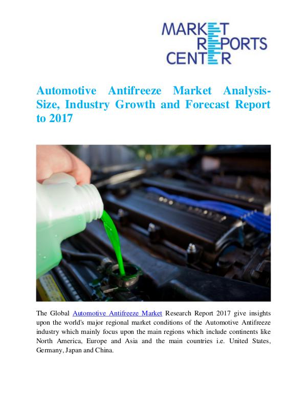 Market Research Reports Automotive Antifreeze Market