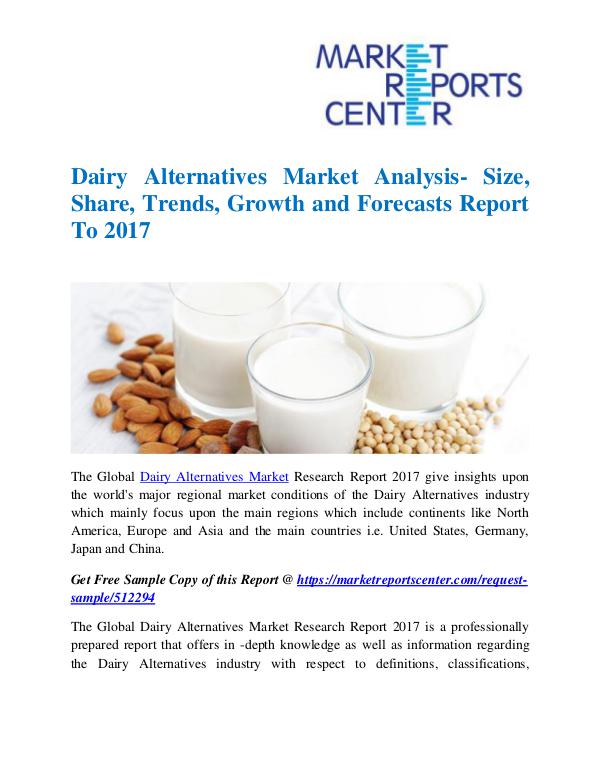Market Research Reports Dairy Alternatives Market