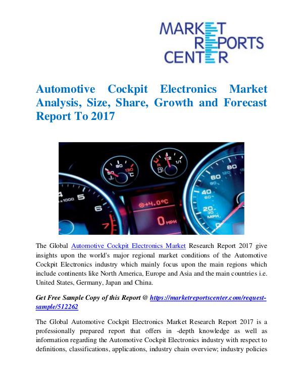 Market Research Reports Automotive Cockpit Electronics Market