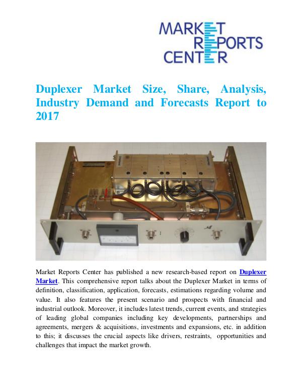 Market Research Reports Duplexer Market