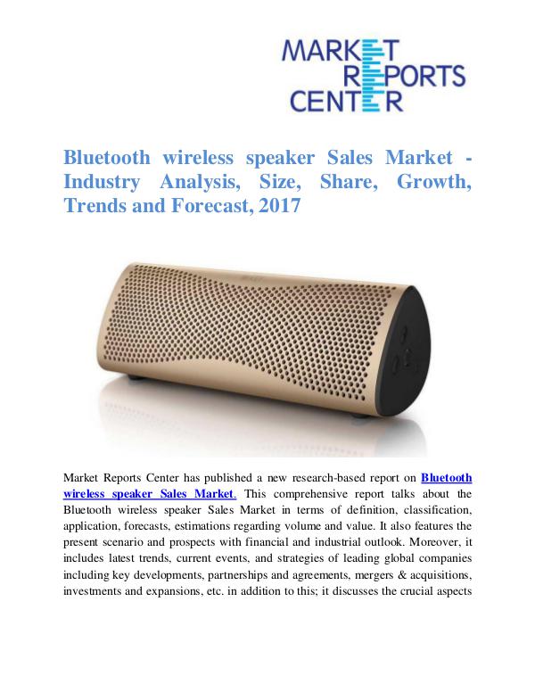 Bluetooth wireless speaker Sales Market