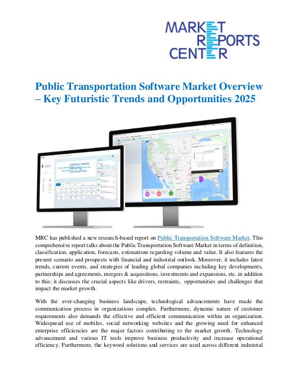 Market Research Reprots- Worldwide Public Transportation Software Market