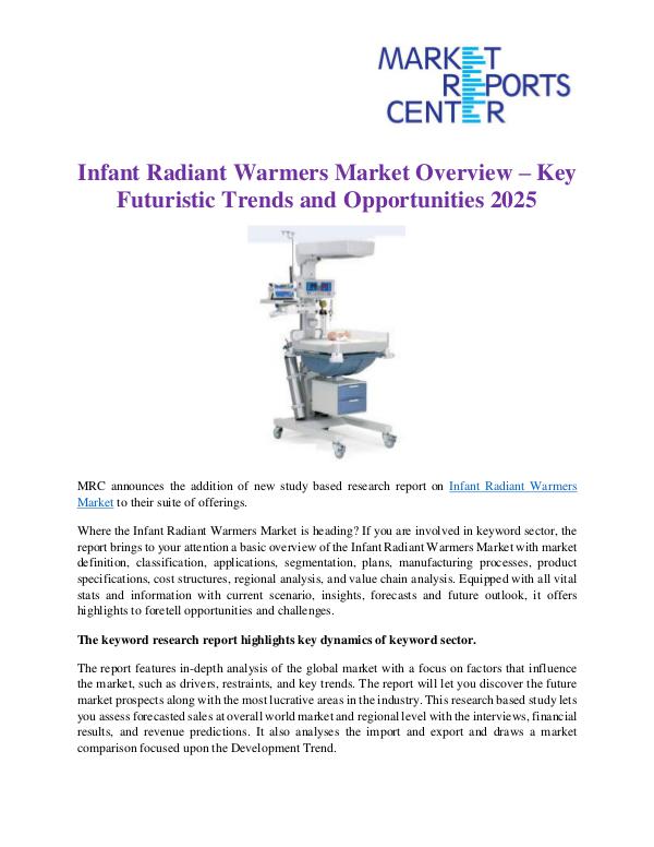 Market Research Reprots- Worldwide Infant Radiant Warmers Market
