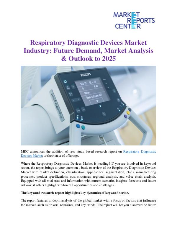 Market Research Reprots- Worldwide Respiratory Diagnostic Devices Market