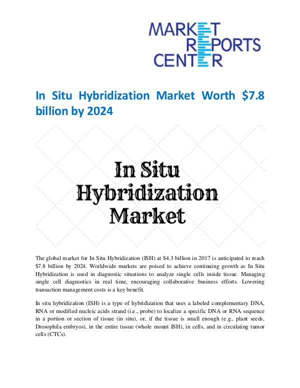 Market Research Reprots- Worldwide In Situ Hybridization Market