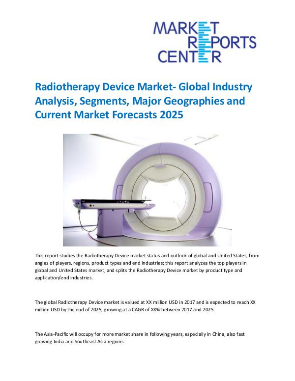 Market Research Reprots- Worldwide Radiotherapy Device Market