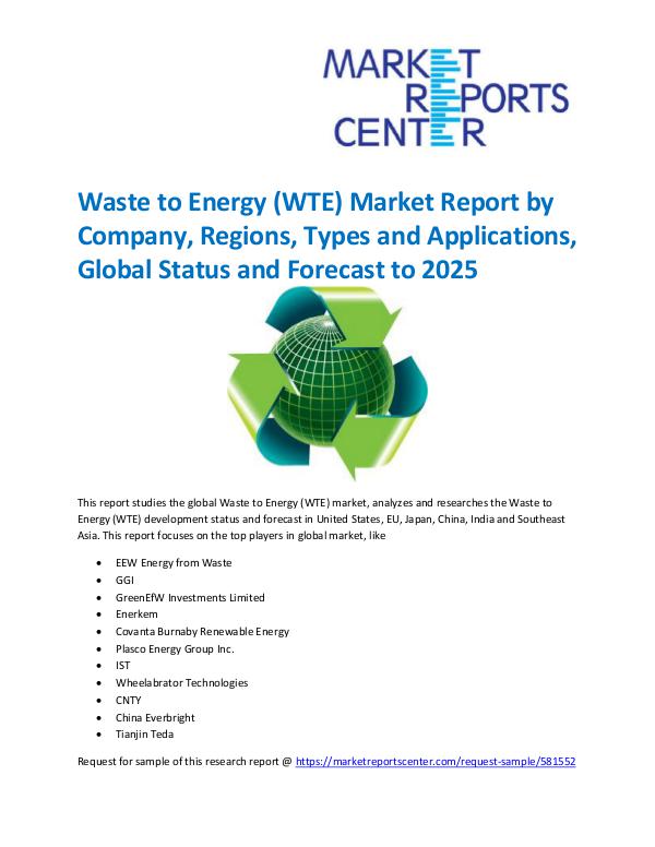 Market Research Reprots- Worldwide Waste to Energy (WTE) Market