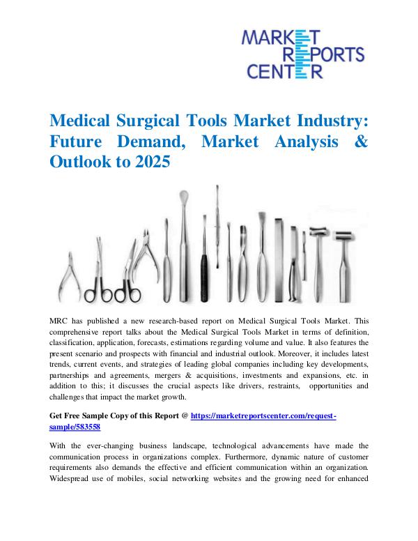 Market Research Reprots- Worldwide Medical Surgical Tools Market