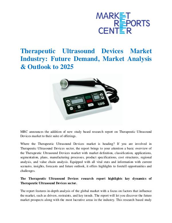 Market Research Reprots- Worldwide Therapeutic Ultrasound Devices Market