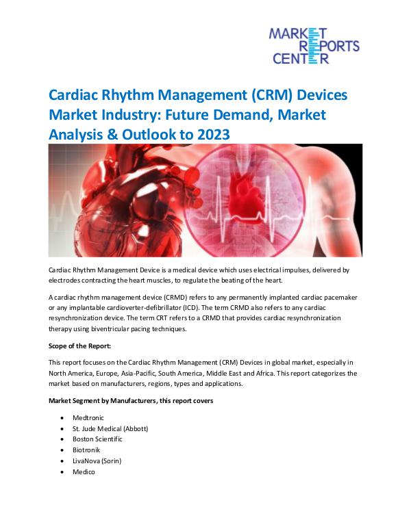 Market Research Reprots- Worldwide Cardiac Rhythm Management (CRM) Devices Market
