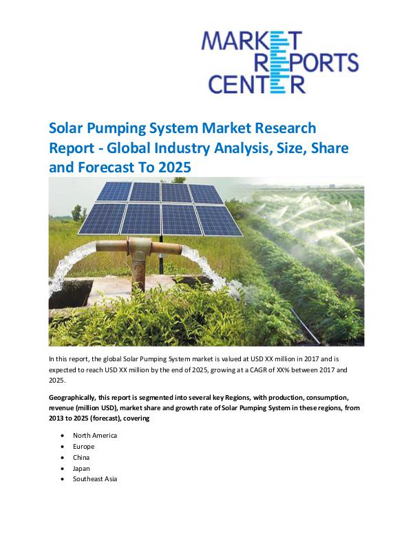 Market Research Reprots- Worldwide Solar Pumping System Market