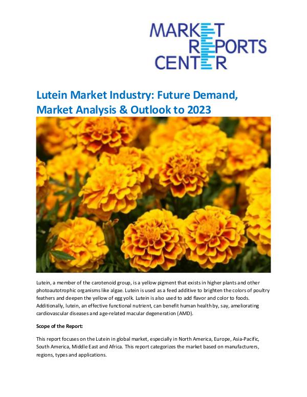 Market Research Reprots- Worldwide Lutein Market