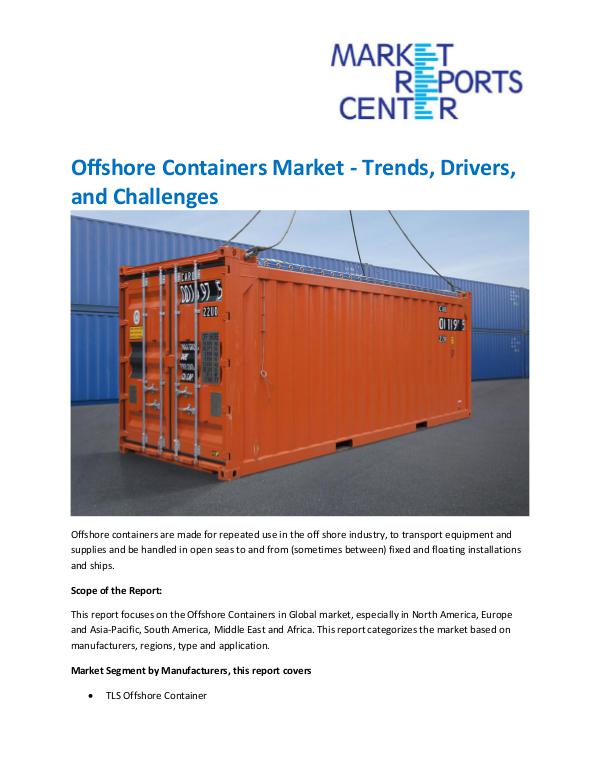 Market Research Reprots- Worldwide Offshore Containers Market