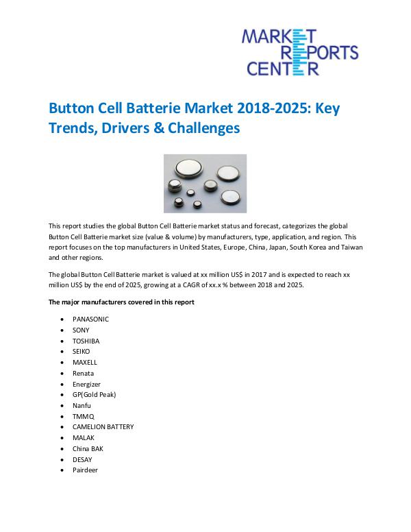 Market Research Reprots- Worldwide Button Cell Batterie Market