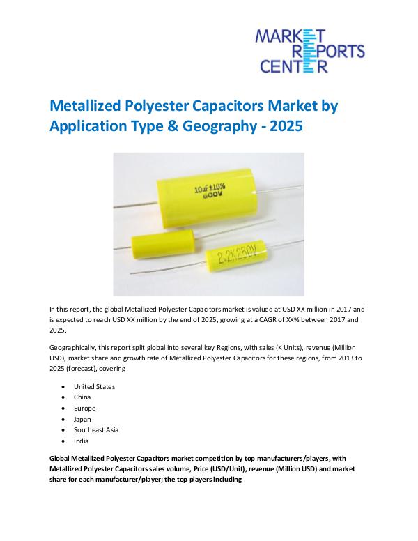 Market Research Reprots- Worldwide Metallized Polyester Capacitors Market