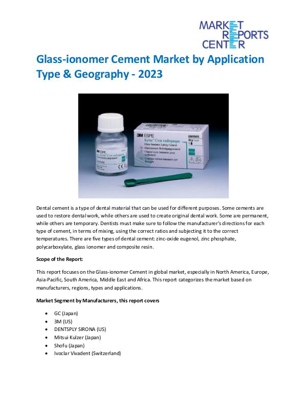 Market Research Reprots- Worldwide Glass-ionomer Cement Market