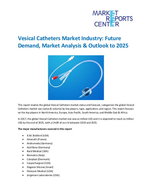 Market Research Reprots- Worldwide Vesical Catheters Market