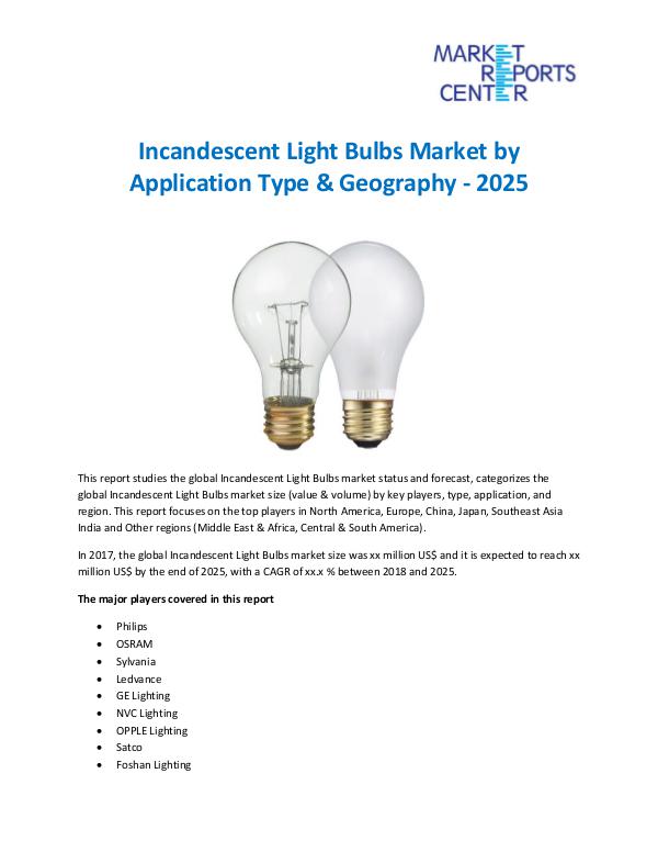 Market Research Reprots- Worldwide Incandescent Light Bulbs Market