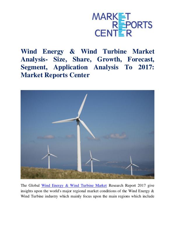 Market Research Reports Wind Energy & Wind Turbine Market