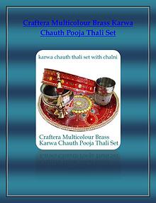 Craftera Multicolour Brass Karwa Chauth Pooja Thali Set