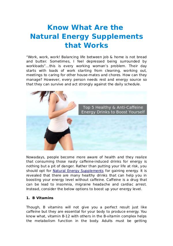 Know What Are the Natural Energy Supplements that Works Vitaloid