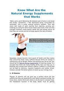 Know What Are the Natural Energy Supplements that Works