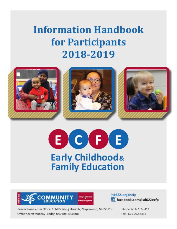 Early Childhood Family Education ECFE Parent Handbook 2018-2019