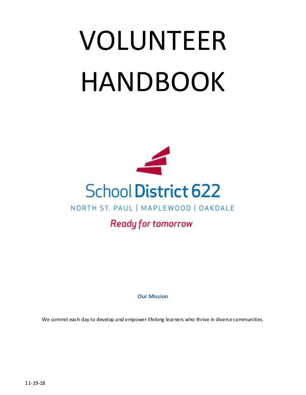 School District 622 Volunteer Handbook 2018-2019 school year