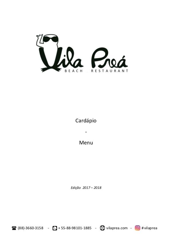 Vila Preá Restaurante: Menu - Cardapio 2017 / 2018