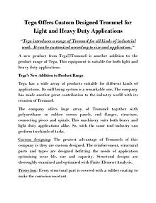Tega Offers Custom Designed Trommel for Light and Heavy Duty Applicat