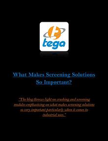 What Makes Screening Solutions So Important?