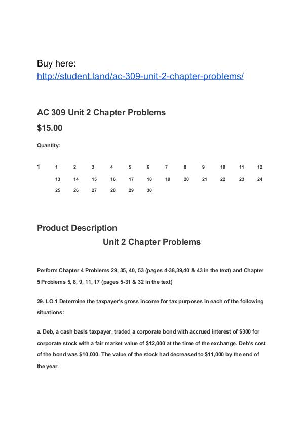 AC 309 Unit 2 Chapter Problems Park University